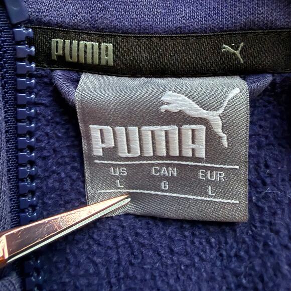 PUMA Men's Size Large Navy Blue Full Zip Cotton Blend Track Jacket Sweatshirt - Picture 7 of 11